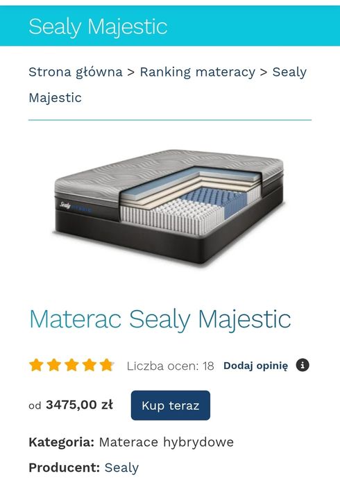 Materac Sealy Hybryd  Majestic