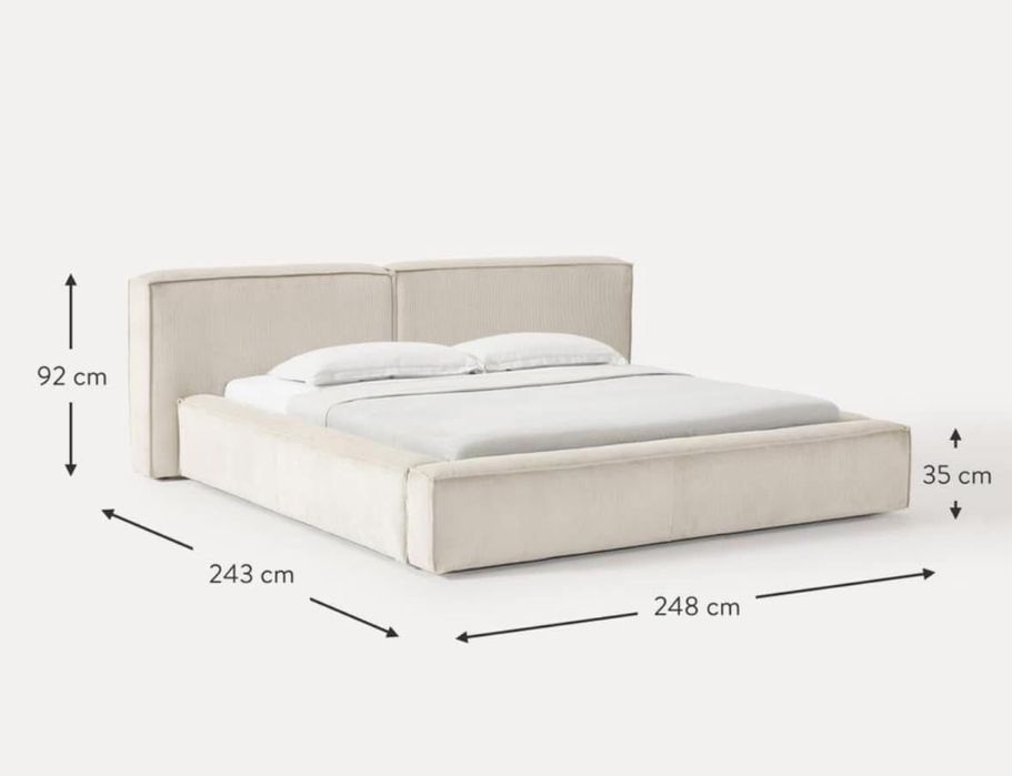 Łóżko tapicerowane ze sztruksu z miejscem do przechowywania Lennon