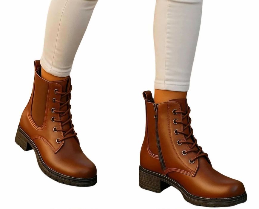 Botki damskie karmelowe traperki workery 36-41