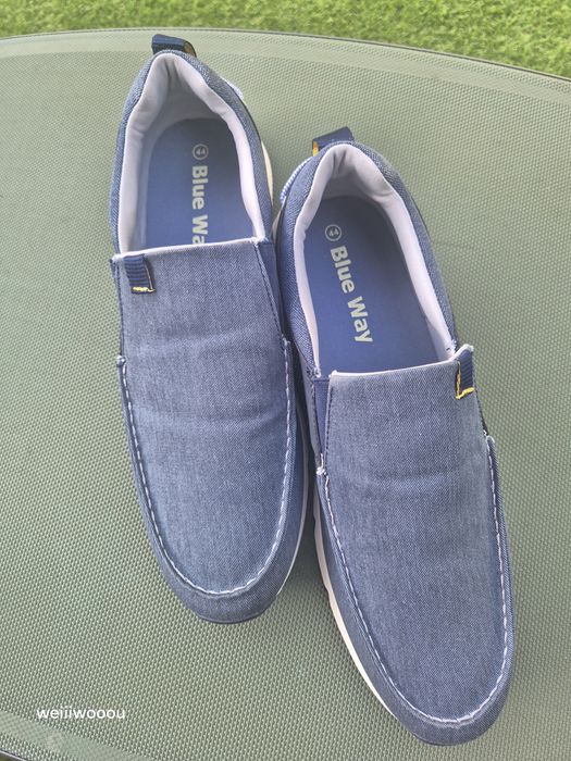 Mocassins  Blue Way T44 Novos com caixa - Estilo tecido  ganga Denim