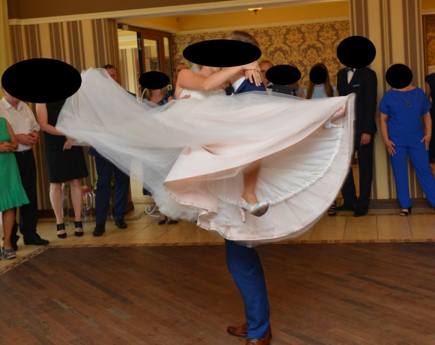 Przepiękna dwukolorowa suknia ślubna ombre pudrowy róż34GRATIS