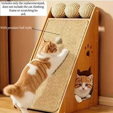 Arranhador de Sisal para Gatos com Bola Suspensa Proteção para Sofá Porta e Cadeira Compacto Novo