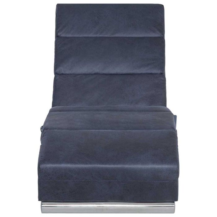 vidaXL Chaise longue de massagens camurça artificial cinzento
