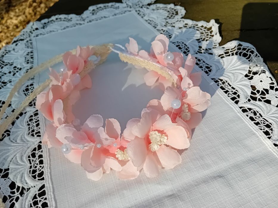 Wianek na głowę komunia ręcznie robiony dla dziewczynki hand made