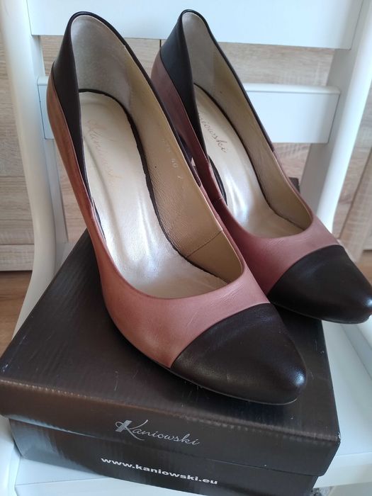 Buty na obcasie Kaniowski skórzane, eleganckie r.40/25.5 cm