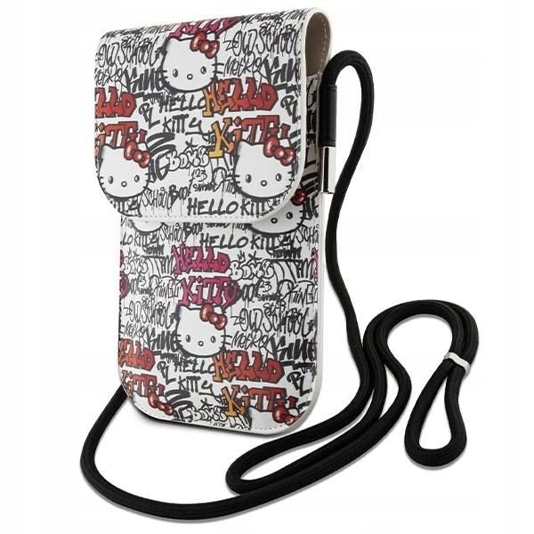 Etui Torebka Hello Kitty Leather Tags Graffiti Cord - beżowa