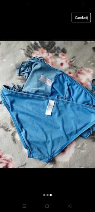 Niebieski dwuczęściowy Strój kąpielowy ASOS z frędzlami swim M 38