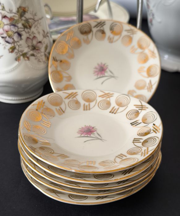 Konfiturówki piękna stara porcelana 1+6 ekri