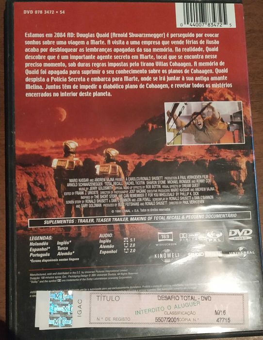 Pack DVD acção - Cyborg + Desafio Total (Total Recall)