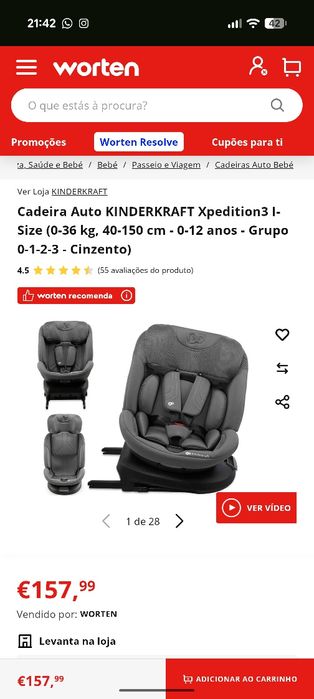 Cadeira Auto Kinderkraft Xpedition3 NOVA na Caixa