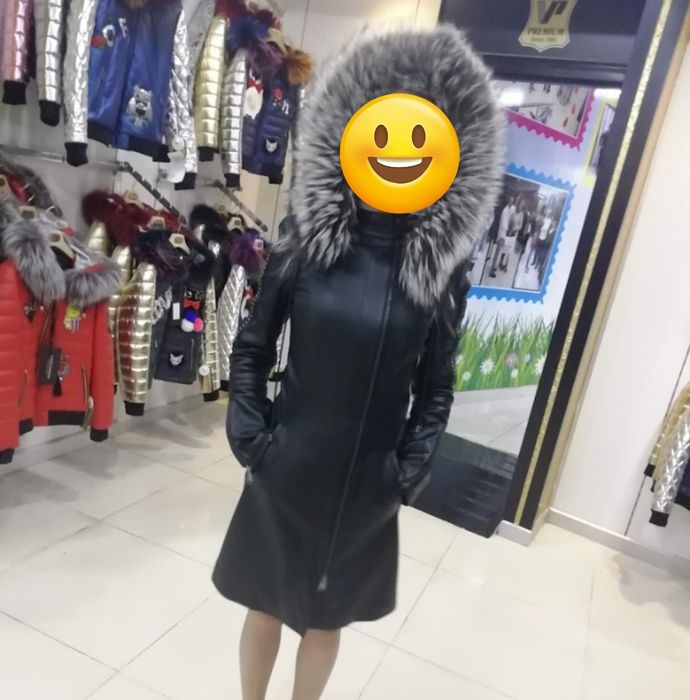 Шкіряний тренч з натуральним хутром