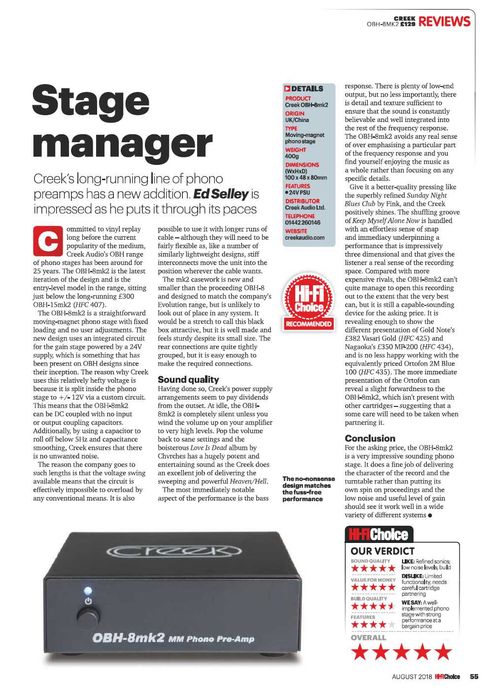 Creek Audio MM Phono Preamplifier, OBH-8mk2 (2018 Version) with OBH-UNI Power Supply Unit (Unused)64409450832513124