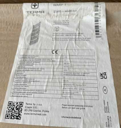 grzejnik łazienkowy drabinka biały Terma Warp T 1695mm x 600mm