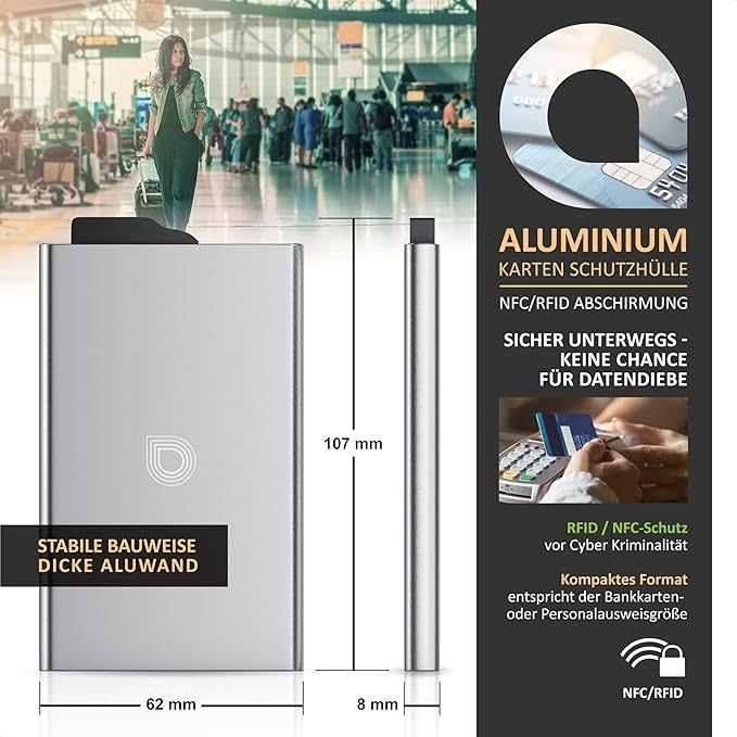 Aluminiowe etui ochronne na karty - Blokada ekranu NFC RFID
