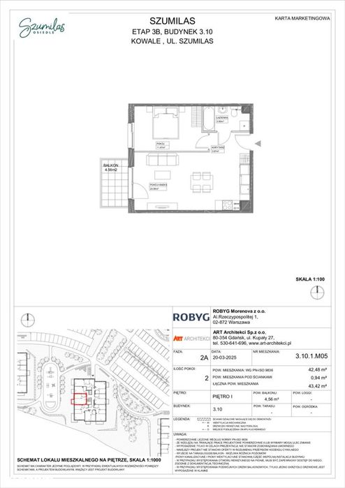 2-pokojowe mieszkanie 42 m² + balkon Bezpośrednio - Widok 2