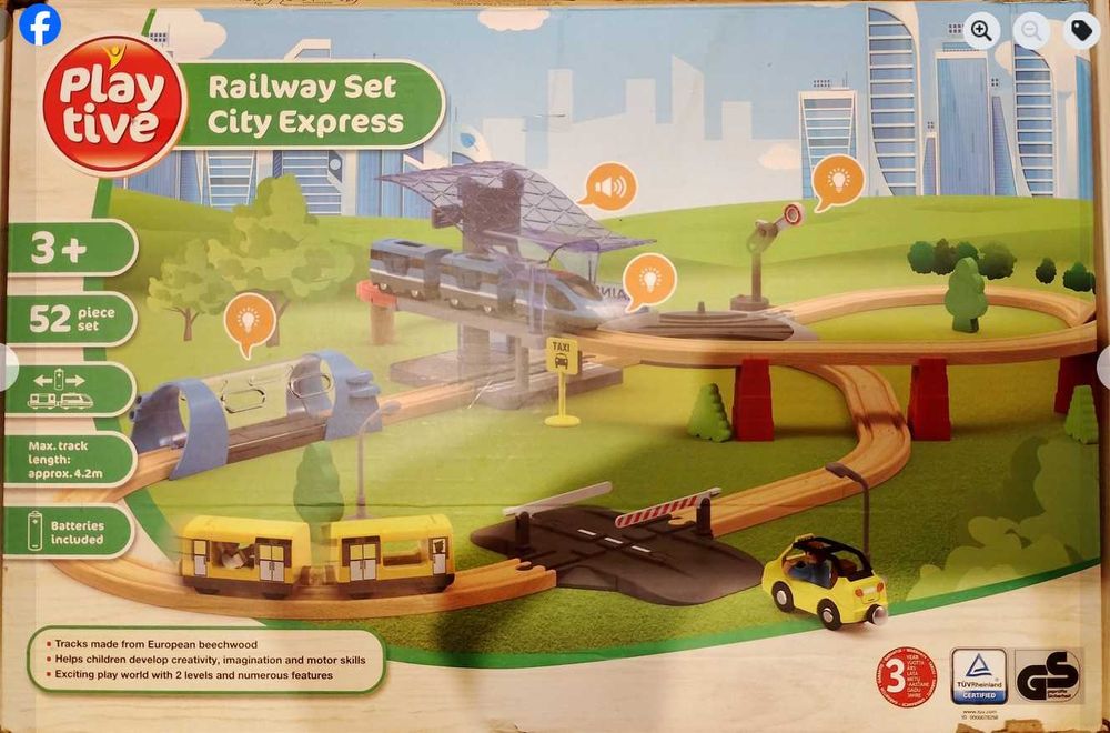 Kolejka drewniana Playtive City Express z napędem elektrycznym 49 elementów