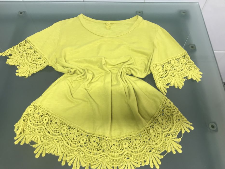 Blusa algodao com renda