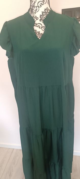 Sukienka długa , zieleń butelkowa