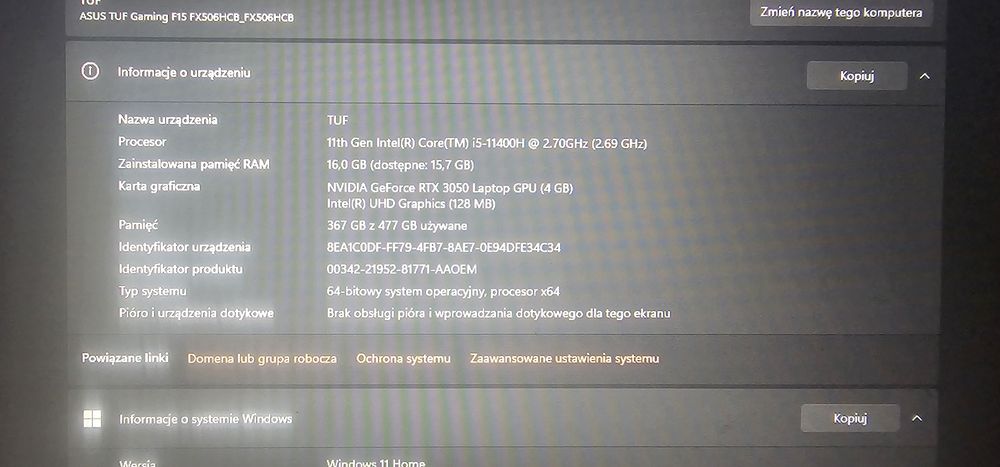 Asus TUF GAMING F15 RTX 3050