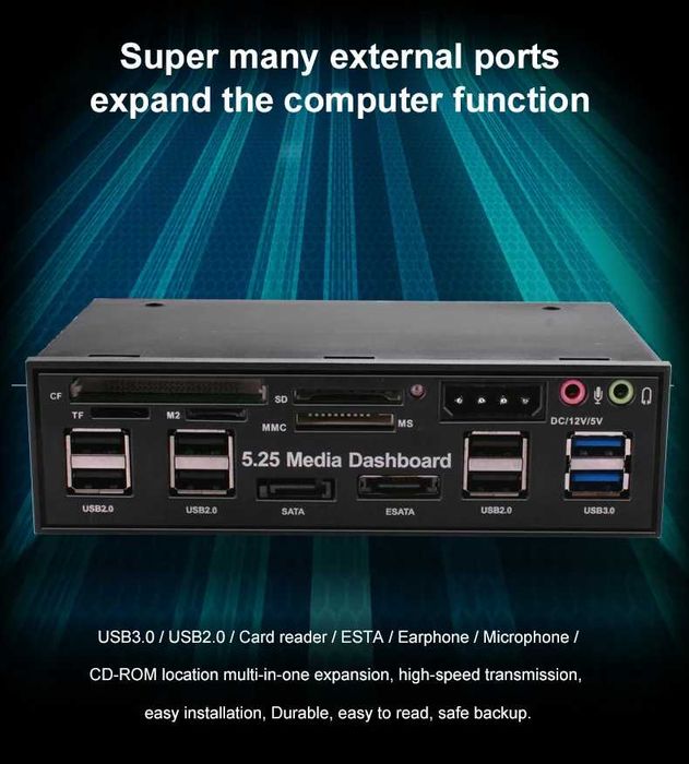Передняя панель DeepFox Multifuntion 5,25 "Media Dashboard Card Reader