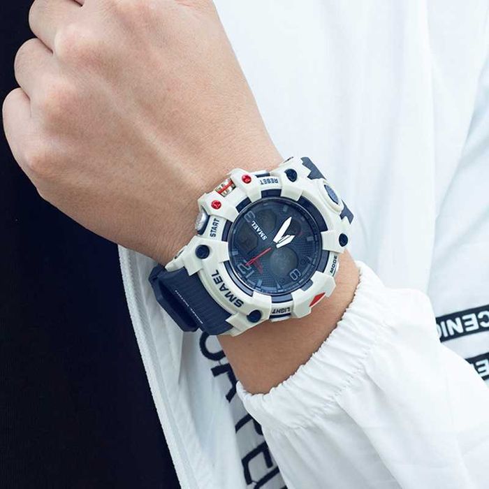 Zegarek SMEAL model 8008 koloru biało niebieskiego