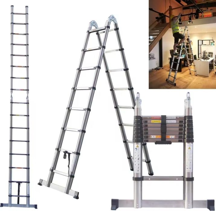 Escada / Escadote Telescópico / Extensível Aço inox 5M ( NOVA)