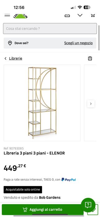 Estante vertical dourada