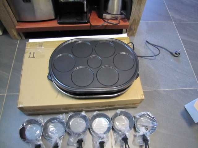 Grill do raclette wok płyta do smażenia 1200W z 6 patelni OneConcept