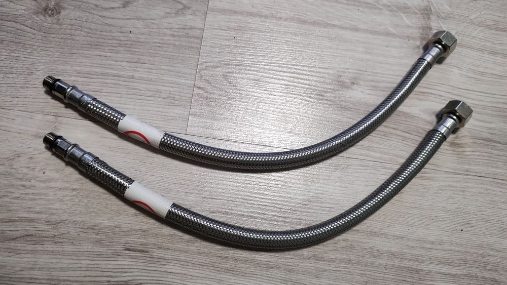 nowe przewody węże elestyczne 2 sztuki GW 3/8" x M10 długość 35cm kran