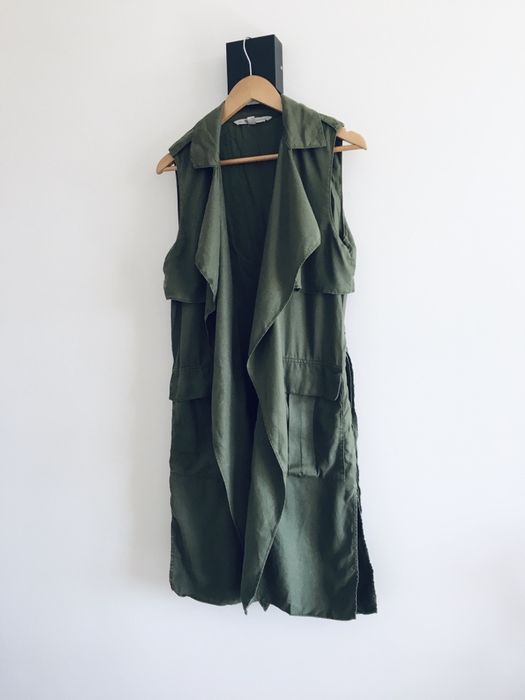 Kamizelka khaki luźna oversize waterfall zara nowa