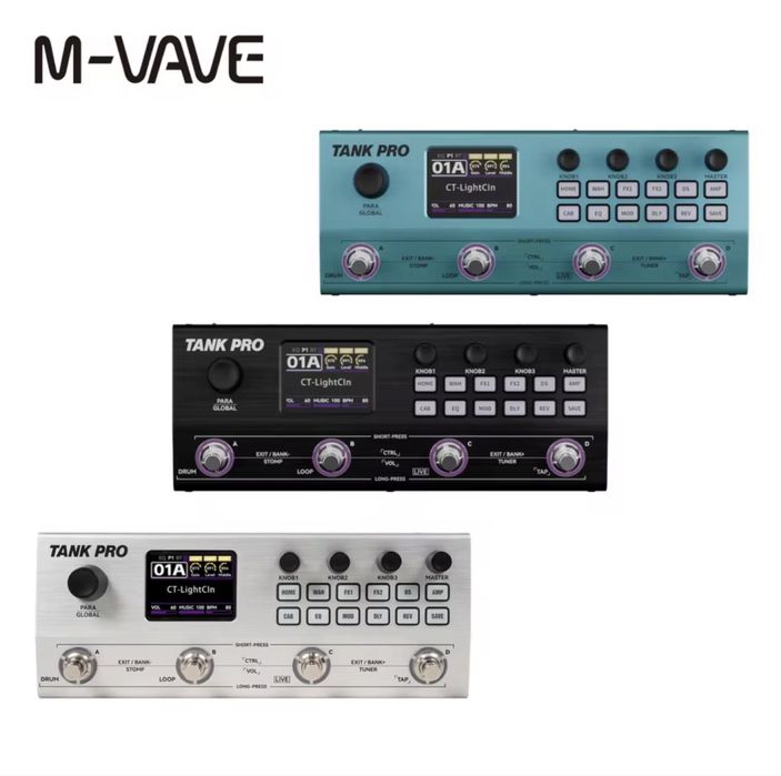 M-VAVE Tank Pro | Мультиефект для гітари/баса | IR, Looper, Drum Machine, USB