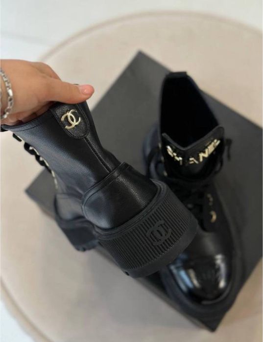 Черевики в наявності 35-41 Chanel ботинки Шанель кожа сапоги