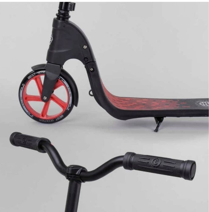 Самокат двоколісний 18424 "Best Scooter" (2) колір червоний, колеса pu - 20 см, широкий велосипедне кермо, новий зажим керма.
