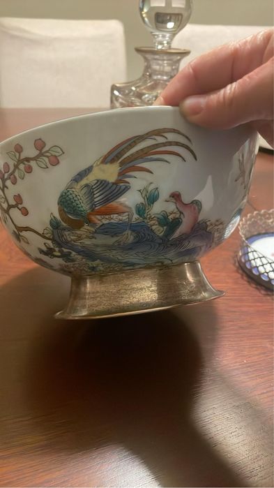 Taça Vista Alegre com pé em prata