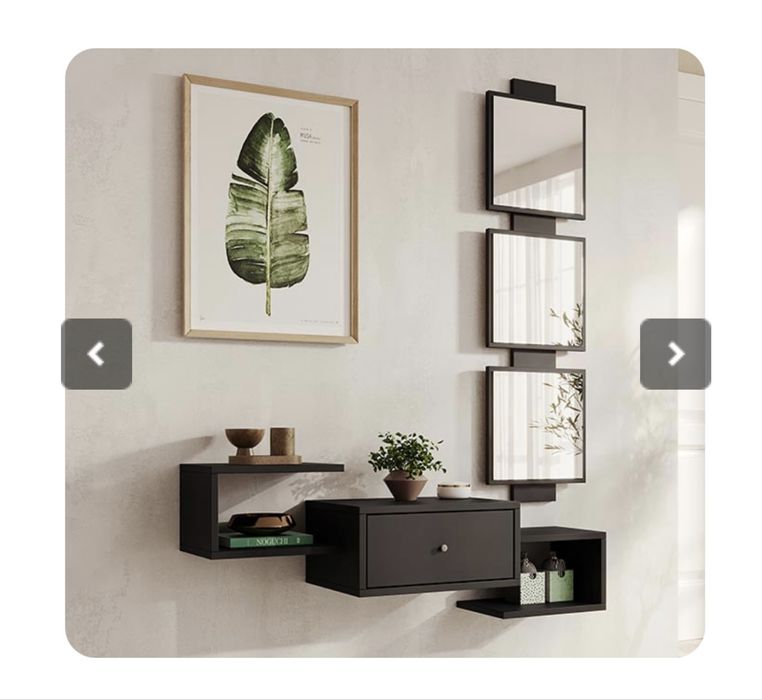 Aparador espelho movel madeira escura