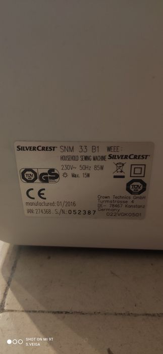 Máquina de Costura SilverCrest SNM 33 B1 – Bom Estado