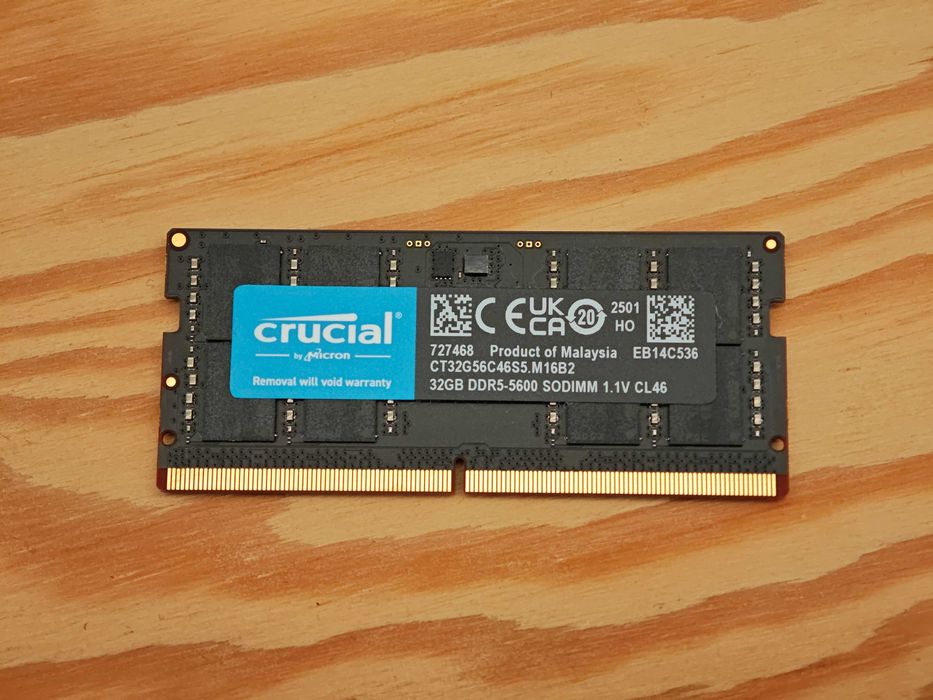 RAM DDR5 CRUCIAL 1 X 32 GB SODIMM 5600MHz 262-PINOS
