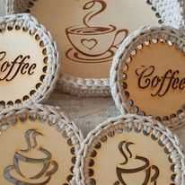 Taca, podkładki, rękodzieło, zestaw kawowy
