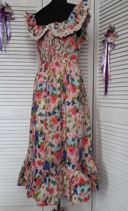 Платье миди в французком стиле в цветочный принт number nine july