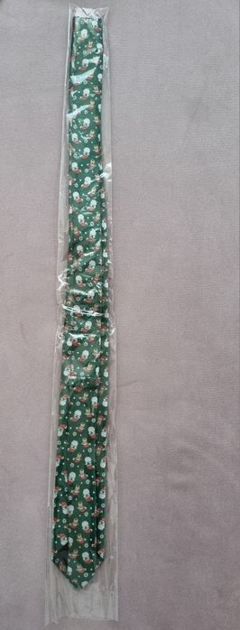 Męski krawat we wzorki ze św Mikołajem SANTA