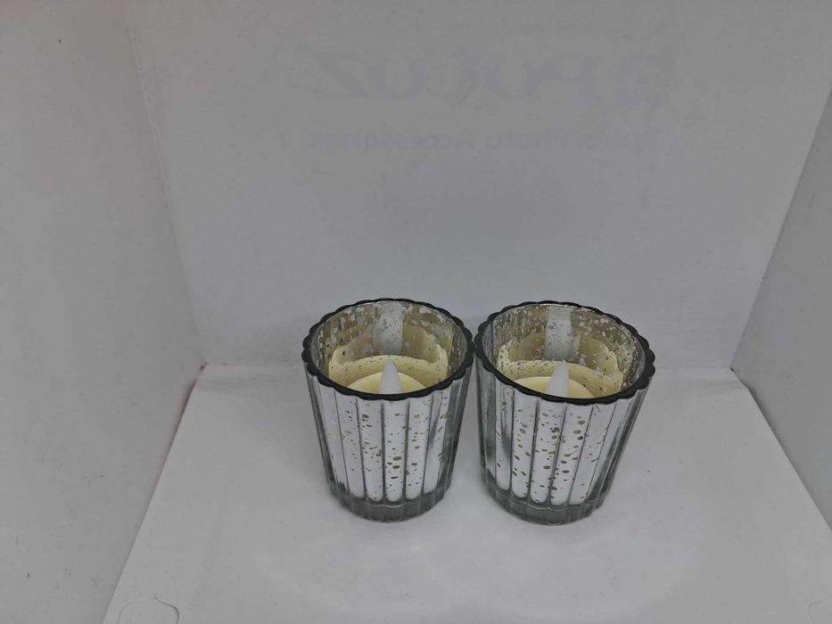 Świeczniki szklane na tealight,  srebrne, szklane