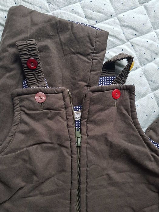 Spodnie ogrodniczki zimowe ocieplane kolor khaki 92