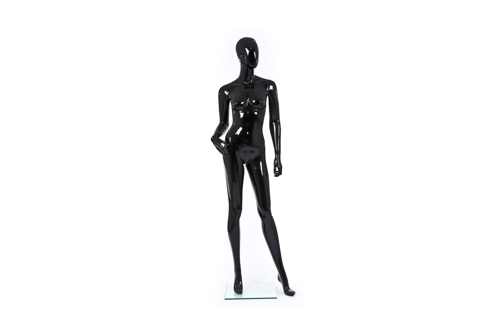 Mannequim feminino, braço na anca - preto brilhante