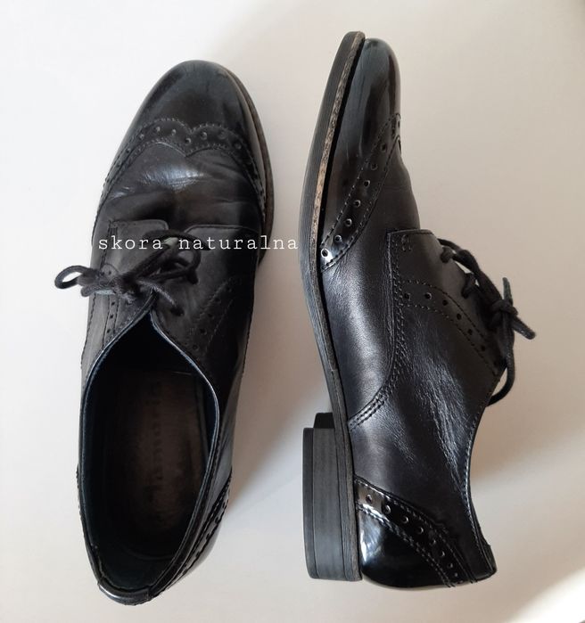 Skórzane lakierowane oksfordki tamaris 38