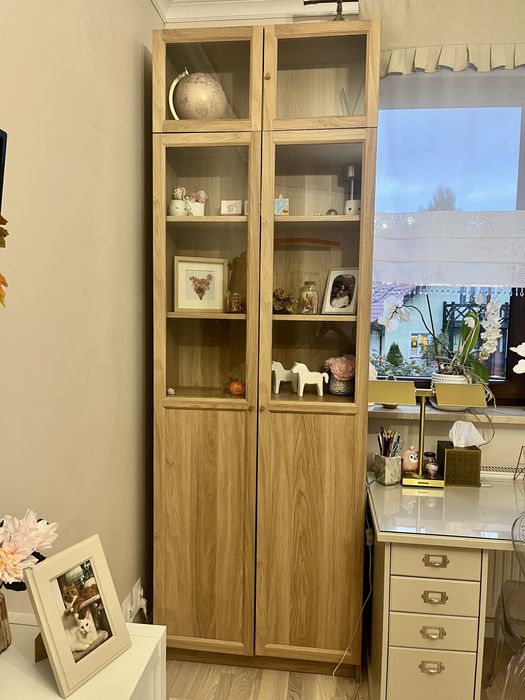 Regał Billy Oxberg Ikea dąb z nadstawką