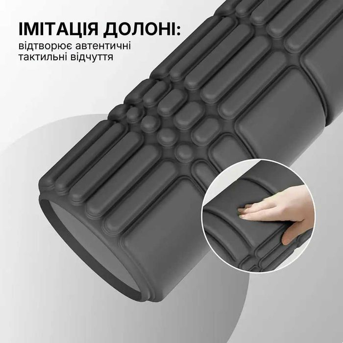Масажний ролик WCG K3 Premium Foam Roller 42 см, чорний, 3D рельєф, EVA, до 200 кг