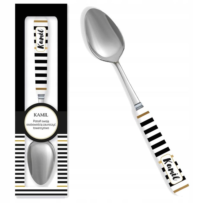 Łyżeczka upominkowa "Kamil" Black & Gold