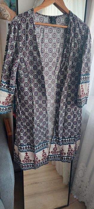 Wzorzyste kimono narzutka szlafrok 100% wiskoza Lindex L oversize