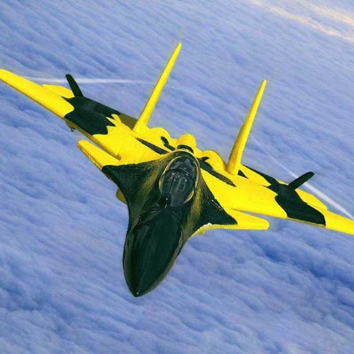Avião Jato Caça Telecomandado RC LED radiomodelismo Amarelo 2.4ghz NOV