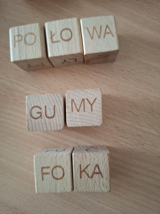 Kostki drewniane sylaby do nauki czytania